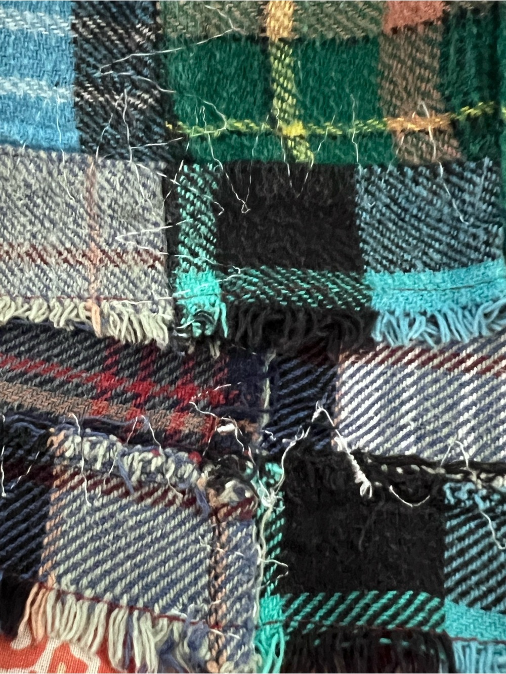 We The Free Flannel Patchwork Shirt XS Lost in Plaid Crochet Grunge Boho Frayed - Picture 10 of 16